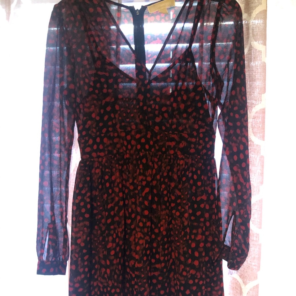 Michael Kors red and black fit and flare dress